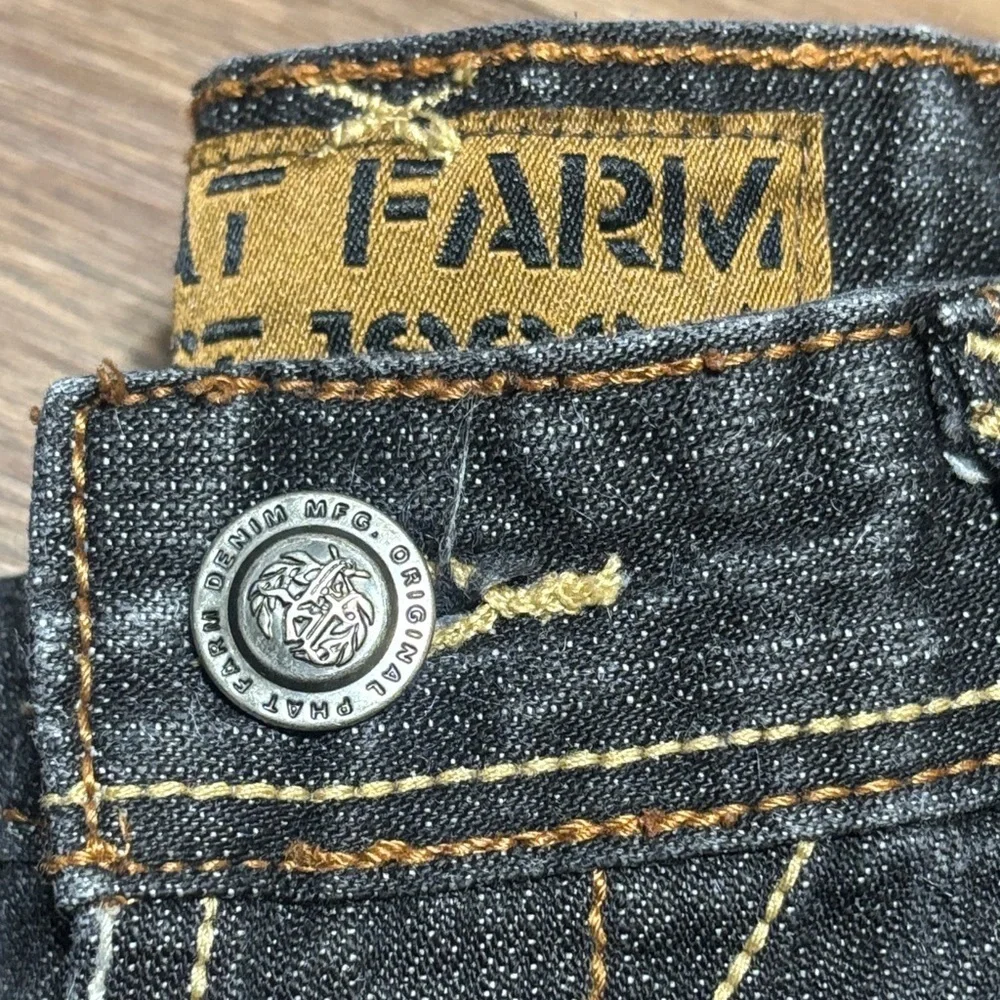 Vtg Phat Farm Embroidered Baggy Jeans Gray Gold Y2K Streetwear 16